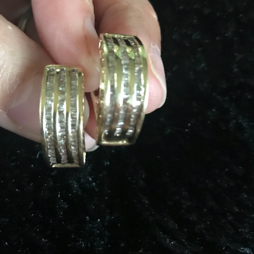 1.0 ct baguette cut diamond omega earrings SOLD